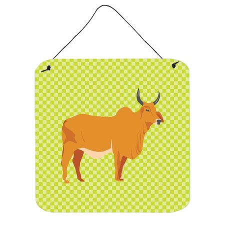 Carolines Treasures Zebu Indicine Cow Green Wall or Door Hanging Prints, 6 x 6 in. BB7651DS66